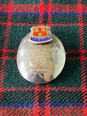 A Superb Sterling Silver Aberdeen Ladies Curling Club 1960 Brooch Curling Stone • $75.71