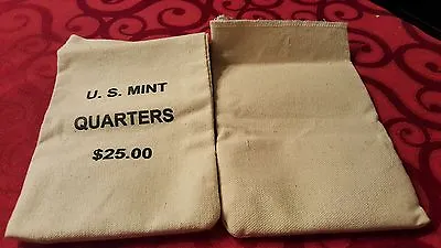 U.s. Mint $25 Quarters Cotton Canvas Heavy Duty Coin Bag - Empty No Coins • $1.99