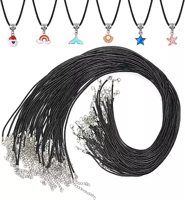 Necklace Cord Paxcoo 50Pcs Black Necklace String Rope With Clasp 24 Inch Black • $14.13