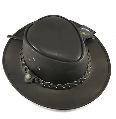 £13.86 • Buy Lifestyle Clothing Genuine Leather Australian Cowboy Bush Hat - Brown With Strap