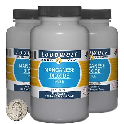 Manganese Dioxide / 3 Pounds / 3 Bottles / 99% Pure Reagent Grade / Fine Powder • $94.19