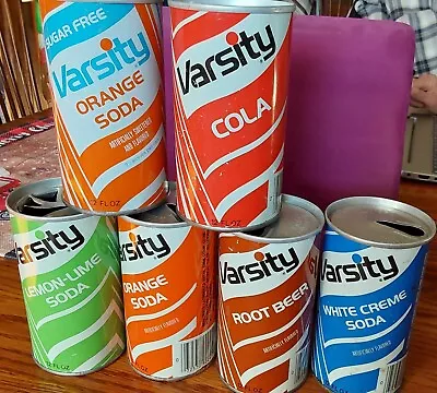 VINTAGE PULL TAB  SODA CAN LOT - VARSITY FLAVORS Including SUGAR FREE • $15