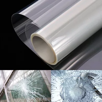 Security Window Film Clear Self-Adhesive Anti Shatter Glass UV Protection 4/8Mil • $34.99