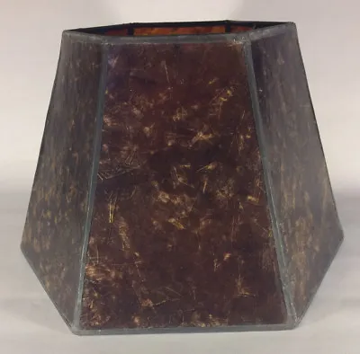 7  X 12  X 7 1/2  Antique Amber Hexagon Style Mica UNO Bridge Floor Lamp Shade  • $125.02