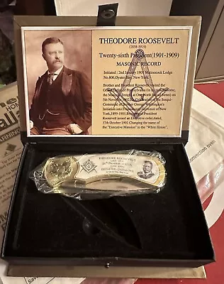 Free Mason Theodore Roosevelt Pocket Knife Square Compass President!! • $21.21