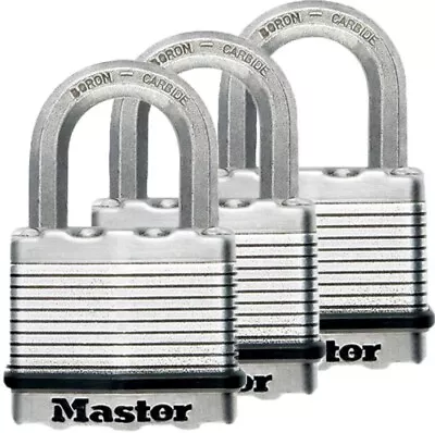 Master Lock Excell Padlock 3 Pack Same Key Laminated High Security 50mm *unused* • £15
