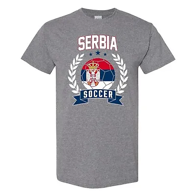 Serbia Soccer Laurel - World Sports T Shirt - Graphite Heather • $23.99