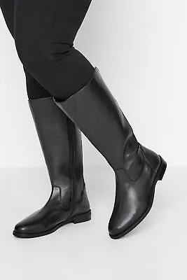Yours Curve Plus Size  Elasticated Knee High Leather Boots • £94.99