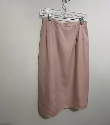 Vintage Harve Benard  Pink Linen Pencil Skirt Pockets Sz 10 P Pastel Made In USA • $6