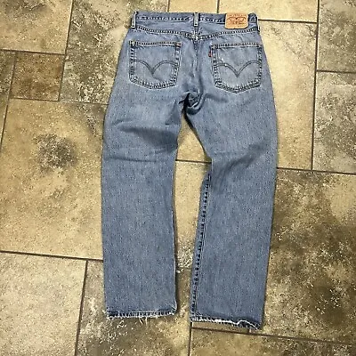 Vintage 90s Levi's 501 Blue Jeans 34x30 Buttonfly Light Wash Pants Distressed • $39.71