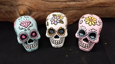 3 Sugar Skull Mini 2  Resin Figurine Day Of The Dead  Dia De Los Muertos   New • $10.99