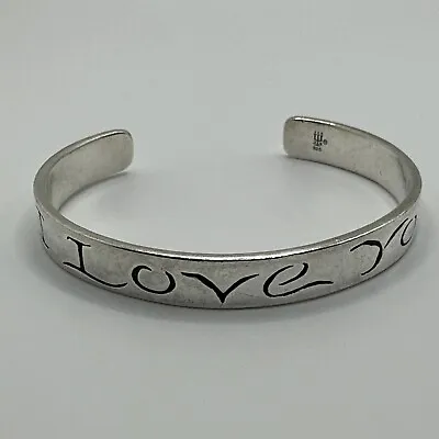 RETIRED James Avery 6  Signed  I Love You  Sterling Silver Cuff Bracelet • $180