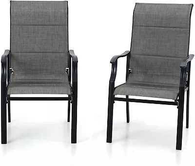 PHI VILLA Patio Dining Chair Set Of 2 Metal Outdoor Chairs Backyard Armchairs • $169.99