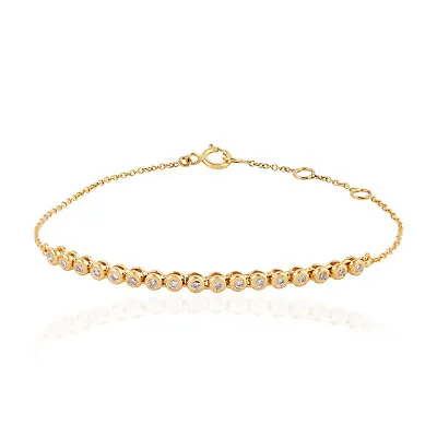 Natural Diamond Chain Bracelet 18k Yellow Gold Jewelry • $954.60