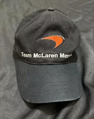 Vtg West McLaren Mercedes Strapback Hat Cap Formula One Black White Orange Logo • $29.50