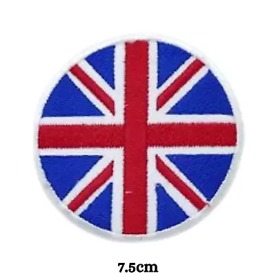 Union Jack Round Embroidery Patch Iron On Sew On Badges Applique Jacket Jeans • £2.51