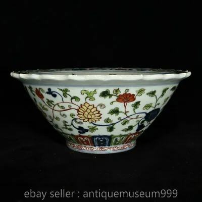 10.4  Da Ming Xuande Marked Old China Wucai Porcelain Dynasty Peach Flower Bowl • $380