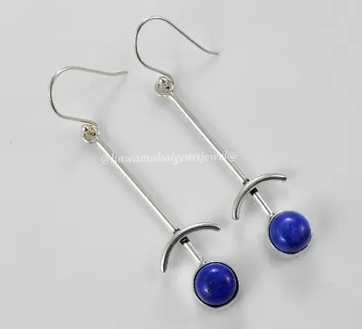 Lapis Lazuli 925 Sterling Silver Dangle Earrings Gemstone Wedding Jewelry • $13.08