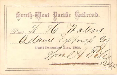 1869 1st YEAR OF 2  SOUTH PACIFIC MISSOURI  LOW # 419  RAILROAD RR RAILWAY PASS • $250