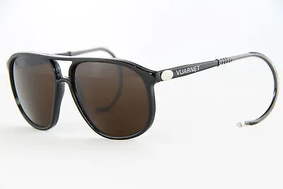 Vintage Vuarnet Sunglasses 117 Black Cable Hook PX5000 Mineral Dark Brown Lens • $111.20