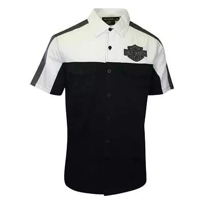 Harley-Davidson Men's Shirt Black Beauty Colorblocked Darting Short Sleeve (S57) • $45.92