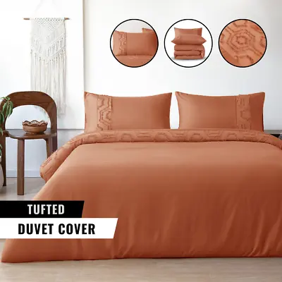 Tufted Orange Duvet Cover Set Spice Soft Handle Microfibre Easy Care Bedding Set • £13.95