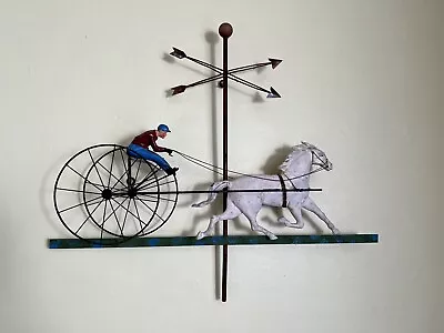 Vintage C. Jere Metal Wall Art Sculpture THE SULKY RACER Signed 1982 • $275
