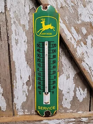 Vintage John Deere Thermometer Porcelain Sign Farm Equipment Tractor Dealer 12  • $162.43
