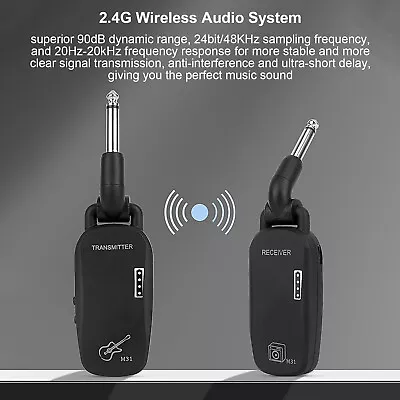 2.4GHz Digital Wireless Guitar System Transmitter Receiver Rechargeable 50m F8V8 • $25.39