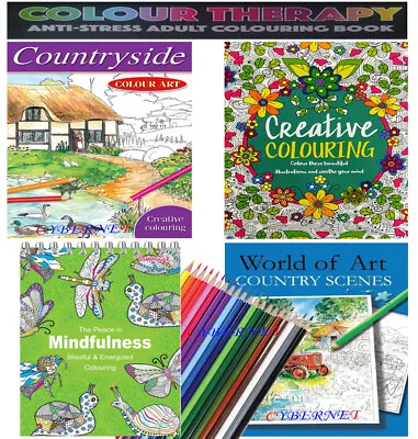 COLOUR THERAPY MIND RELAXING ADULT Stress Relief COLOURING BOOK BOOKS PENCILS  • £5.99