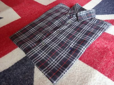 £40 • Buy Burberry Nova Check Shirt Men’s  L  Navy  Rare Vintage  Short Sleeve Oasis