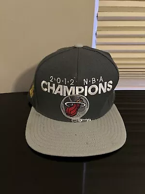 Miami Heat 2012 NBA Finals Champions Adidas Snapback Hat Cap Men Basketball Gray • $15