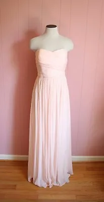 J Crew Petite Arabelle Long Dress Silk Chiffon 12P P12 Soft Peach Gown • $119.95