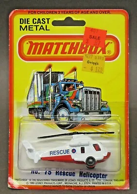 1980 Matchbox Superfast #75 RESCUE HELICOPTER Diecast Sealed Mint On Card • $19.99