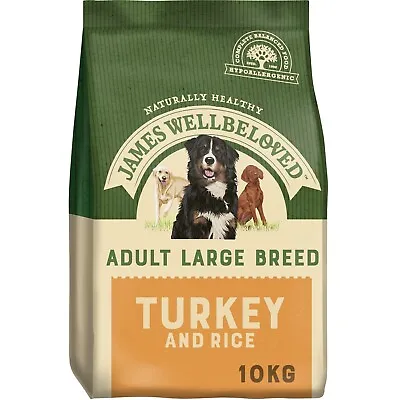 10kg James Wellbeloved Natural Large Breed Adult Dry Dog Food Turkey & Rice • £44.99