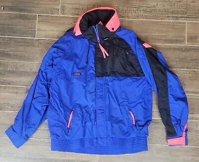 Vintage Columbia Criterion Ski Snow Jacket Mens Large Blue Nylon Radial Sleeve • $29.99