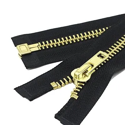 #10 30 Inch Brass Separating Jacket Zipper Y-Teeth Metal Zipper Heavy Duty Me... • $15.31
