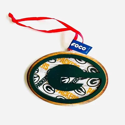 Forever Collectibles Green Bay Packers Ornament Wooden-look Oval FOCO NFL New • $4.99