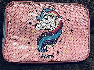 SequinedFlip Change Pink Unicorn Insulated Lunch Bag By PojoTech Brand • £14.47