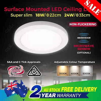 18W 24W Color Adjustable LED Oyster Ceiling Light Living Dining Room Bathroom   • $27.95