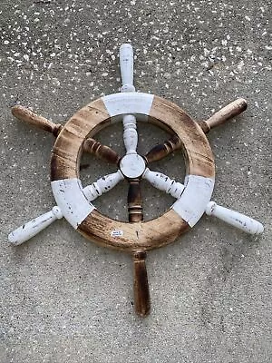 Ships Wheel Hand Carved Wood Wall Art Tiki Bar Decorations • $25