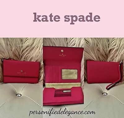 Kate Spade Cedar Street Pink Leather IPhone Wallet Wristlet $118 • £30.88