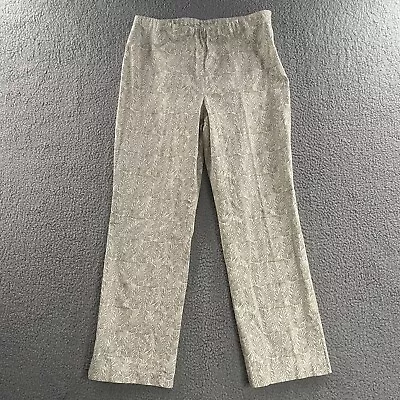 Sigrid Olsen Womens Pants Green White Size 6 High Waist Side Zip Cotton Blend • $17.14