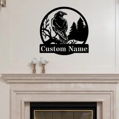 Personalized Black Crow Metal Signs Wildlife Raven Backyard Wall Art Decor • $29.95