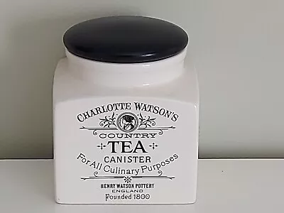 Charlotte Watson Country TEA Canister By Henry Watson Pottery Cream & Black . • £10