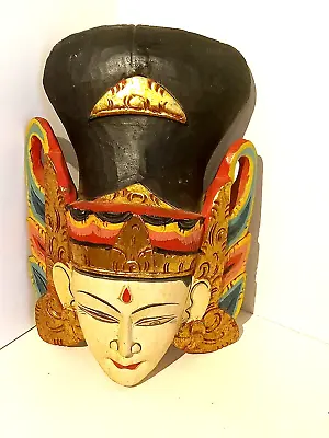 Beautiful Vintage Hand Carved & Painted Ramayana Hindu Goddess Mask • $42.99