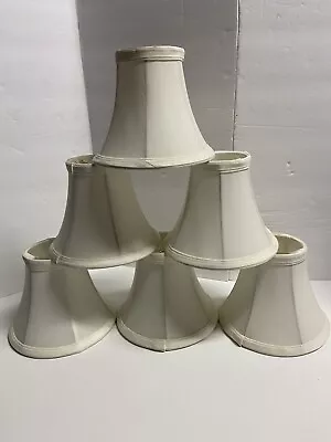 Set 6 Chandelier Mini Lamp Shades Clip On White Fabric 6  • $20