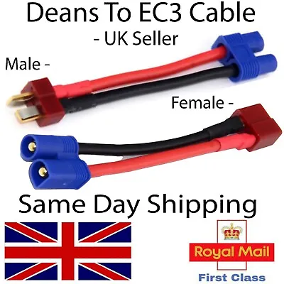 Deans To EC3 Adapter Cable Female And Male Connector Wire Converter UK RC Cables • £6.35