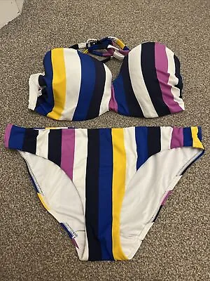 Next Bright Stripe Underwired Padded Bikini Size 12 36C • £5.99