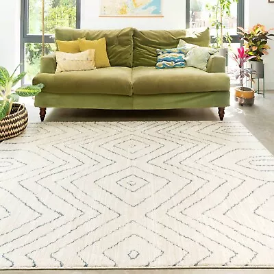 Beige Modern Moroccan Rugs Zig Zag Diamond Minimalist Japandi Berber Boho Rugs  • £56.95